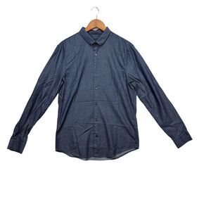 A|X Armani Exchange Men's Slim Fit Long Sleeve Denim Blue Shirt MSRP $80 M